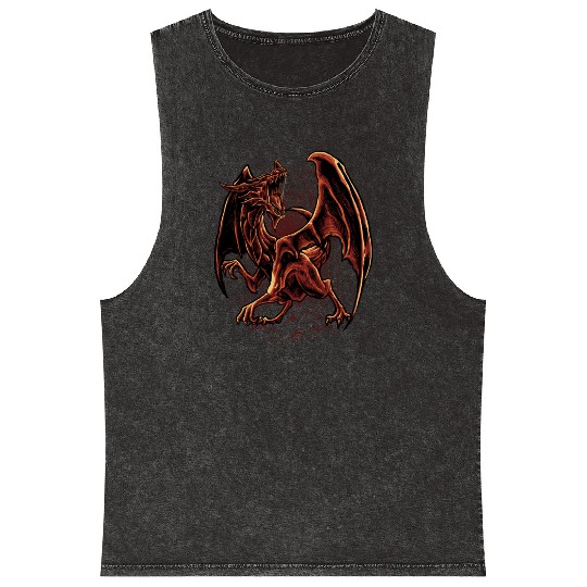 Inferno Fury – Angry Red Dragon Mineral Wash Tank Tops