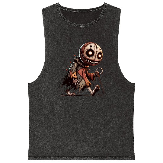 Haunted Rag Doll – Creepy Patchwork Puppet Mineral Wash Tank Tops