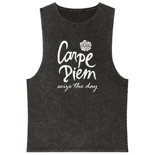 Carpe Diem Seize the Day Oversized Mineral Wash Tank Tops