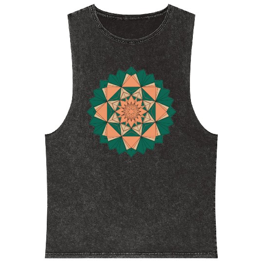 Abstract Starburst Mandala Mineral Wash Tank Tops