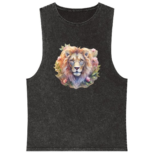 Asher the Floral Monarch Mineral Wash Tank Tops