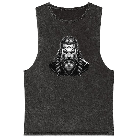 Viking Warrior Man Odin Thor Norman Walhalla Mineral Wash Tank Tops