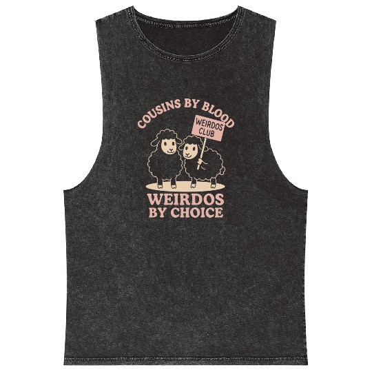 Funny Black Sheep Cousin Quirky Family Outcast Mineral Wash Tank Tops