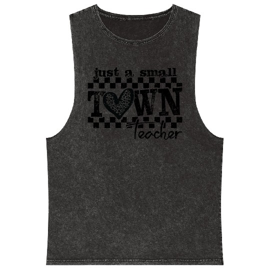 Small Town Teacher Back To School Mineral Wash Tank Tops