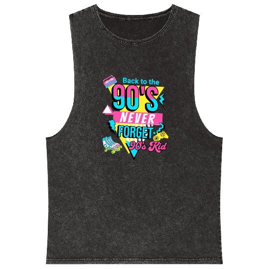 Back To The 90s Retro Nostalgia 90s Kid Mineral Wash Tank Tops