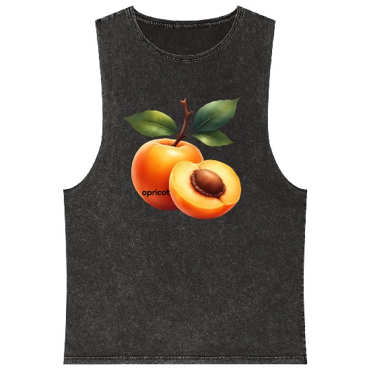 Apricot branch with green leaves Mineral Wash Tank Tops