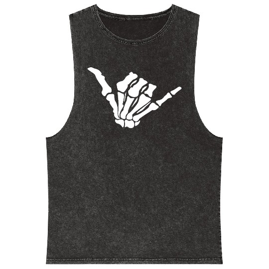 Skeleton Shaka Hand – Bone Hang Loose Mineral Wash Tank Tops