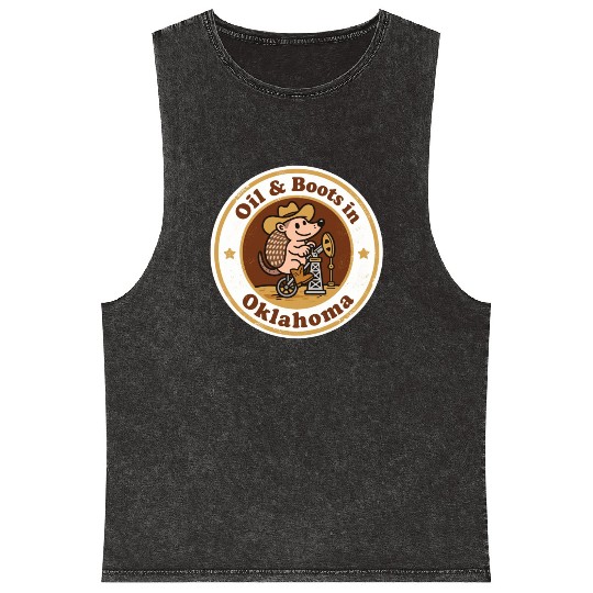 Oil Boots Oklahoma Vintage Artwork Mineral Wash Tank Tops