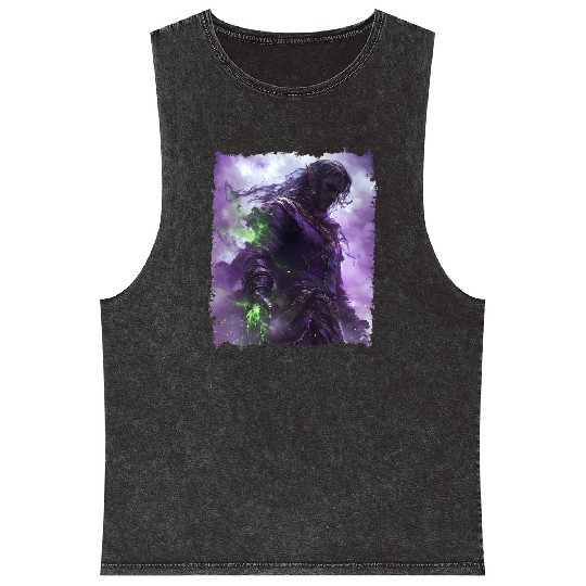Shadow Elf with Purple Aura and Magic Power Mineral Wash Tank Tops