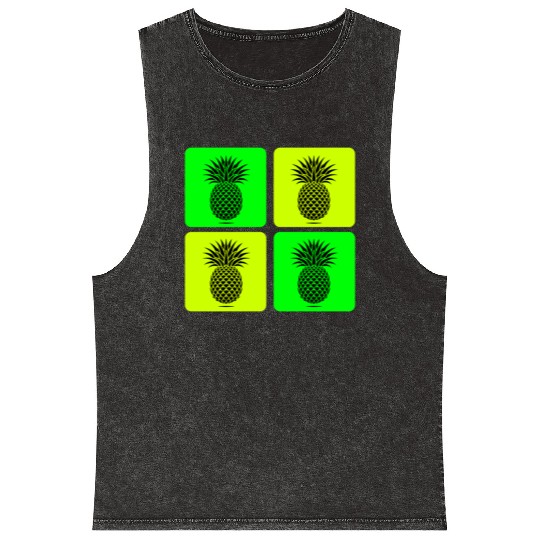 Pop Art Pineapple Mineral Wash Tank Tops