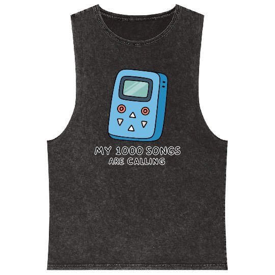 My 1000 Songs Calling MP3 Player 2000s Mineral Wash Tank Tops