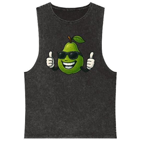 Cute cartoon pear guava fruit summer joy Mineral Wash Tank Tops