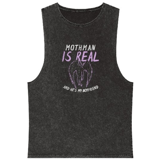 Mothman Is My Boyfriend For Cryptid Lover Mineral Wash Tank Tops