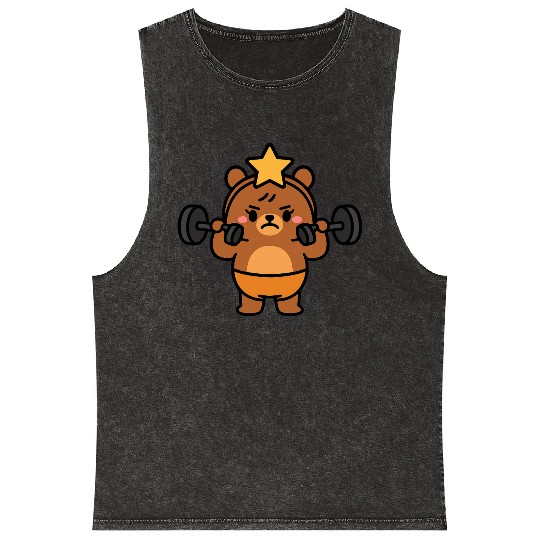 Built Different Bear Quirky Workout Character Mineral Wash Tank Tops