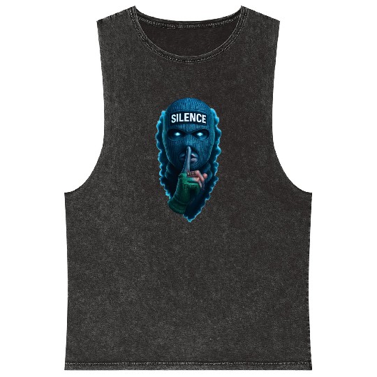 Silence Gangster Mask | Dark Streetwear | Urban St Mineral Wash Tank Tops