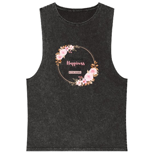 Choose Happiness Floral Frame - Bloom With Joy Mineral Wash Tank Tops