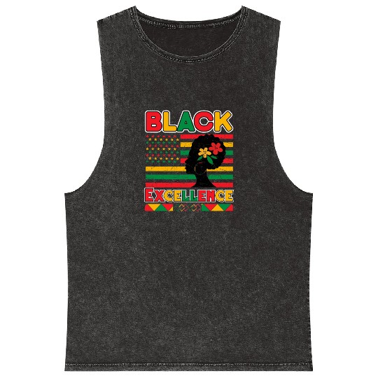 Black Pride Black Excellence Juneteenth Mineral Wash Tank Tops