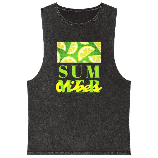 Lemon Fresh Summer Mood – Minimalist Citrus Art Mineral Wash Tank Tops