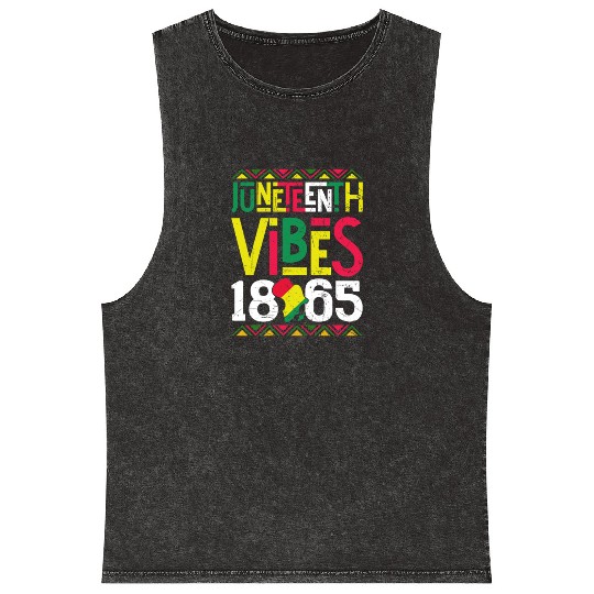 Juneteenth Vibes Black Freedom Mineral Wash Tank Tops
