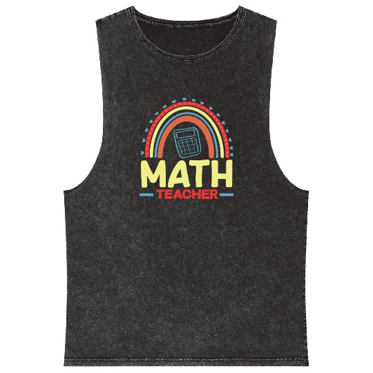 Math Teacher Rainbow Graphic Art Mineral Wash Tank Tops