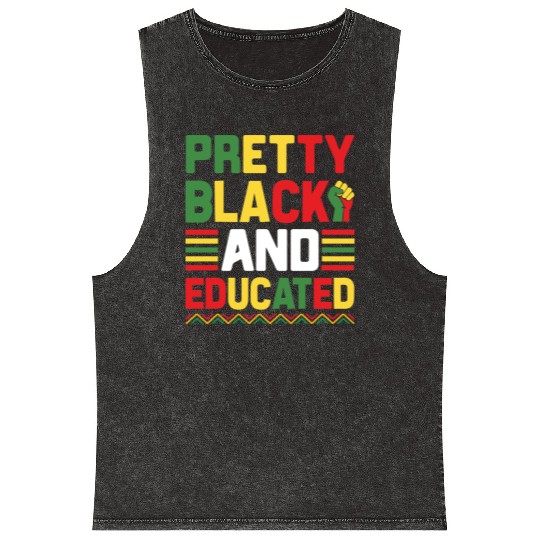 Pretty Black And Educated Juneteenth Mineral Wash Tank Tops