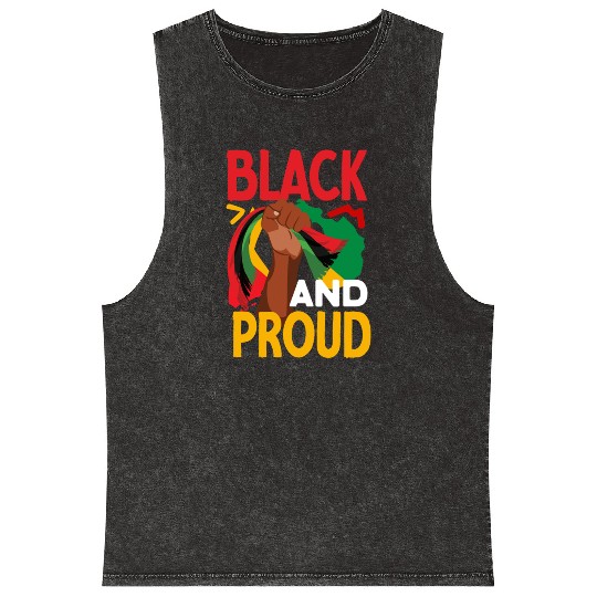 Juneteenth Black And Proud Mineral Wash Tank Tops