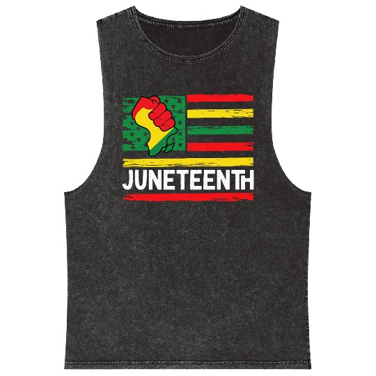 Freedom Day Juneteenth Black And Proud Mineral Wash Tank Tops