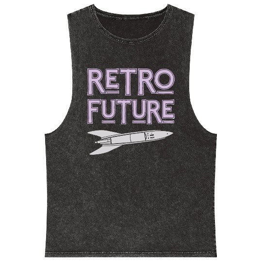 Retro Future Rocket Nostalgia Mineral Wash Tank Tops