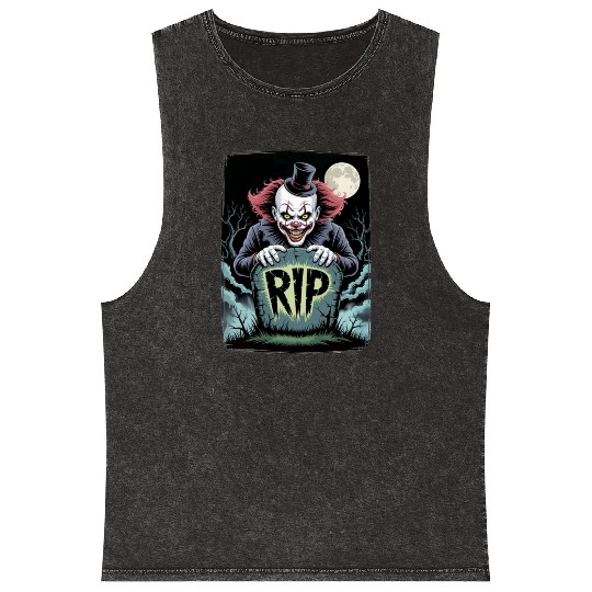 Halloween Horror Scary Thriller Trick Or Treat Mineral Wash Tank Tops