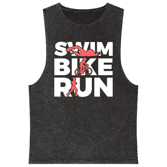 Swim Bike Run Repeat Mineral Wash Tank Tops