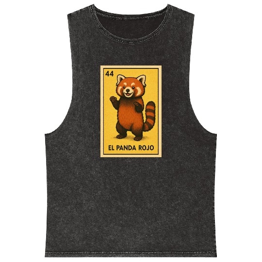 EL PANDA ROJO - THE RED PANDA - LA LOTERÍA Mineral Wash Tank Tops