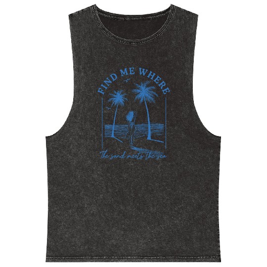 Find me where the sand meets the sea Mineral Wash Tank Tops