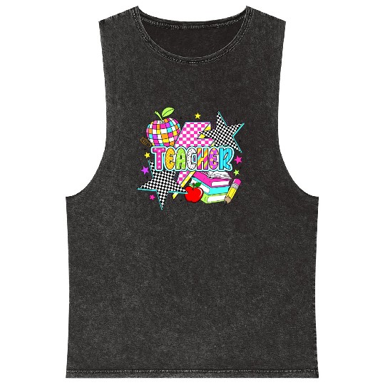 Retro Teacher Preppy Teacher Mineral Wash Tank Tops