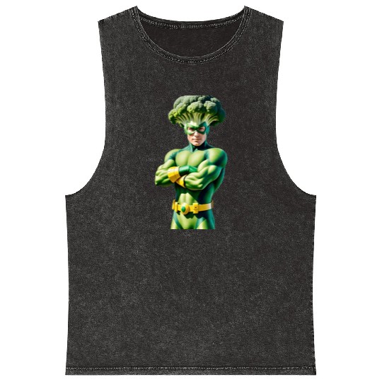 Broccoli Superhero Mineral Wash Tank Tops