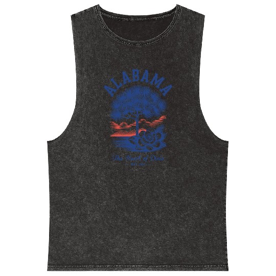 Albm State Outline – License Plate Art Mineral Wash Tank Tops