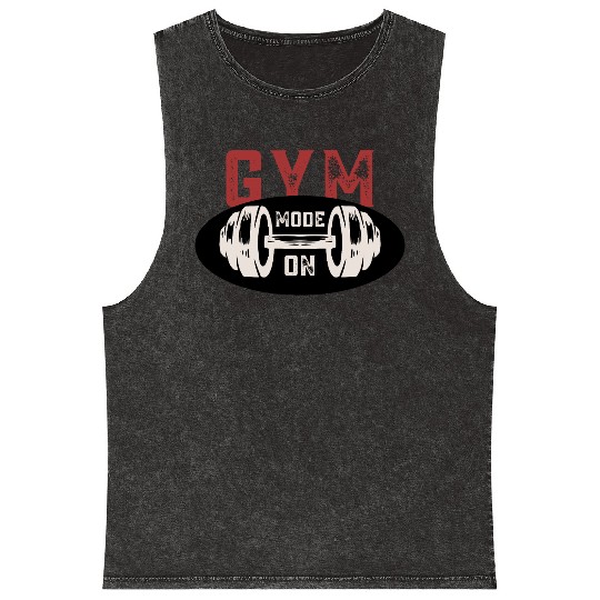 Gym Mode On Mineral Wash Tank Tops – Motivational Workout Graphic T