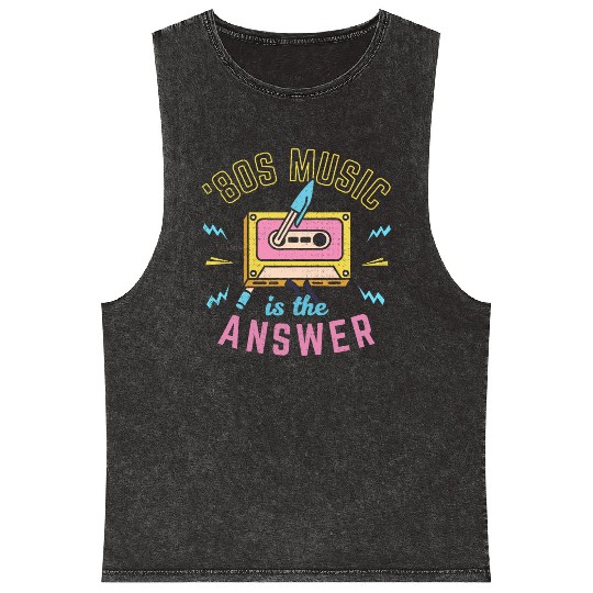 80s Music Is The Answer Mineral Wash Tank Tops