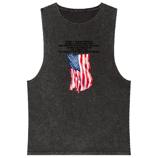 You're a grand old flag 4th of July America pride Mineral Wash Tank Tops