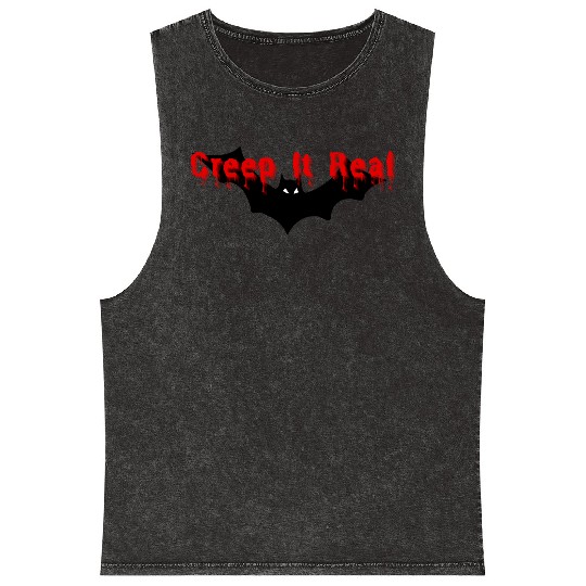 Creep It Real – Halloween Bat Design Mineral Wash Tank Tops