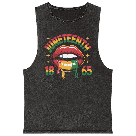 Juneteenth 1865 Rasta Lips Mineral Wash Tank Tops