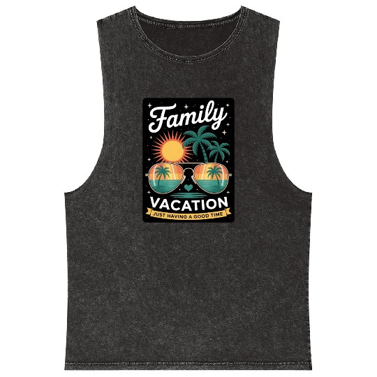 Family Vacation Summer Family Holiday Mineral Wash Tank Tops