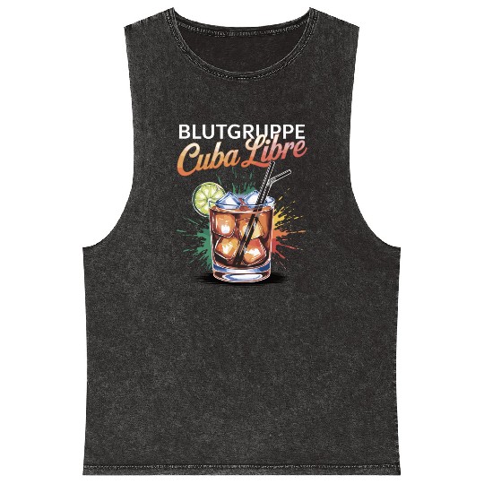 Blutgruppe Cuba Libre Cocktail Bartender Mineral Wash Tank Tops