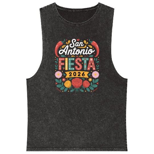 San Antonio 2026 Fiesta Cinco De Mayo Texas Mineral Wash Tank Tops