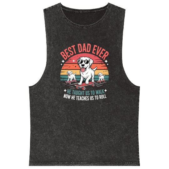 Best Dog Dad Ever Skateboarding Puppy Lover Mineral Wash Tank Tops