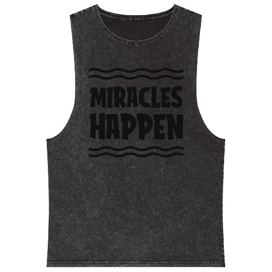 Positive “Miracles Happen” Pink Mineral Wash Tank Tops
