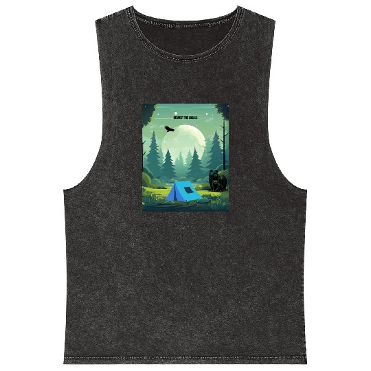 Respect the Locals – Wilderness Camping Warning Mineral Wash Tank Tops