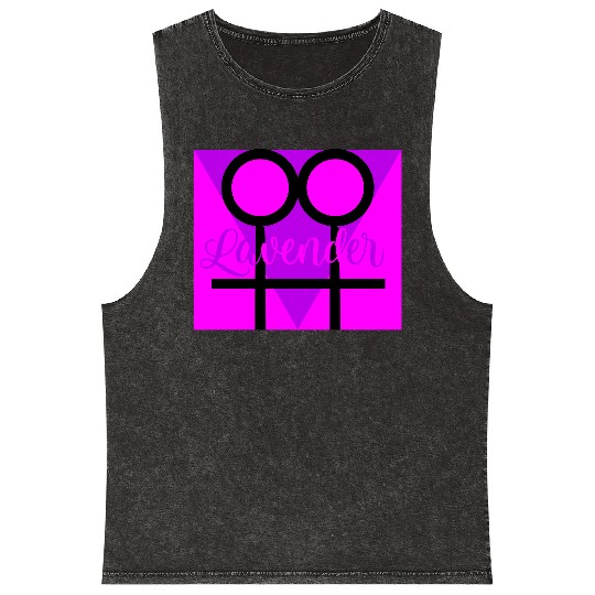 Women Symbol with Lavender Triangle Mineral Wash Tank Tops