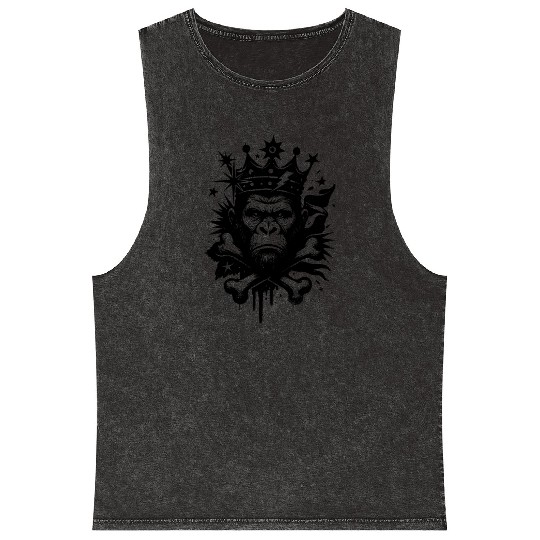 Majestic Gorilla with Crown Mineral Wash Tank Tops