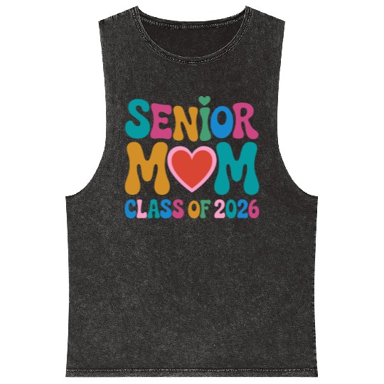 Senior Mom Class of 2026 Celebration Design Mineral Wash Tank Tops