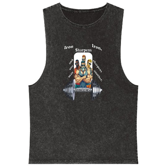 The Iron Sharpens Iron Scripture Mineral Wash Tank Tops